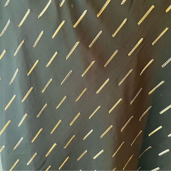 BAND OF GYPSIES Gold Metallic Flocked Overlay Midi Skirt Black M NWT - Picture 8 of 11